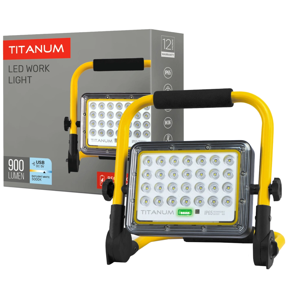 LED прожектор акумуляторний IP65 20W 900Lm 5000K