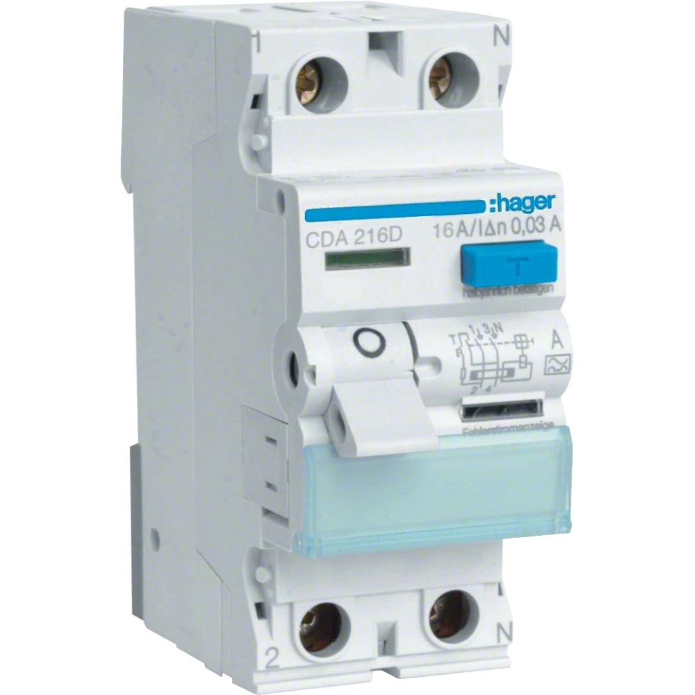 Диференціальне реле 2P, 6kA, 16A, 30mA, A,