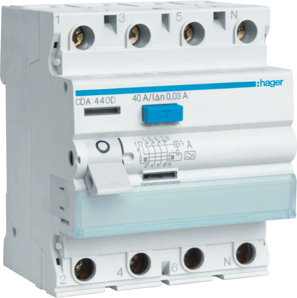 Диференціальне реле 4P, 6kA, 40A, 30mA, A
